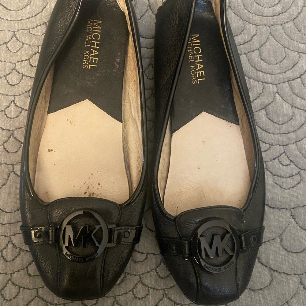 Michael Kors Black Flats with Logo Medallion